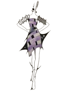 Dessin d'une robe violette à nageoires noires